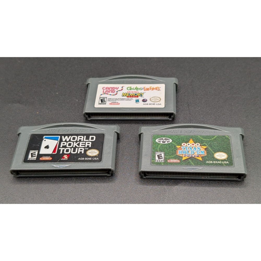 Nintendo GameBoy Advance Game Lot Of 3 (Poker, Candy Land, Shoots & Ladders)